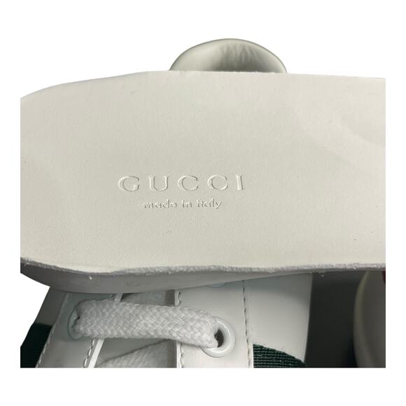 Gucci Ace Bee Sneakers Size 38 White Leather Red/Green Snake Heel w/ Box, Extras - Picture 9 of 16